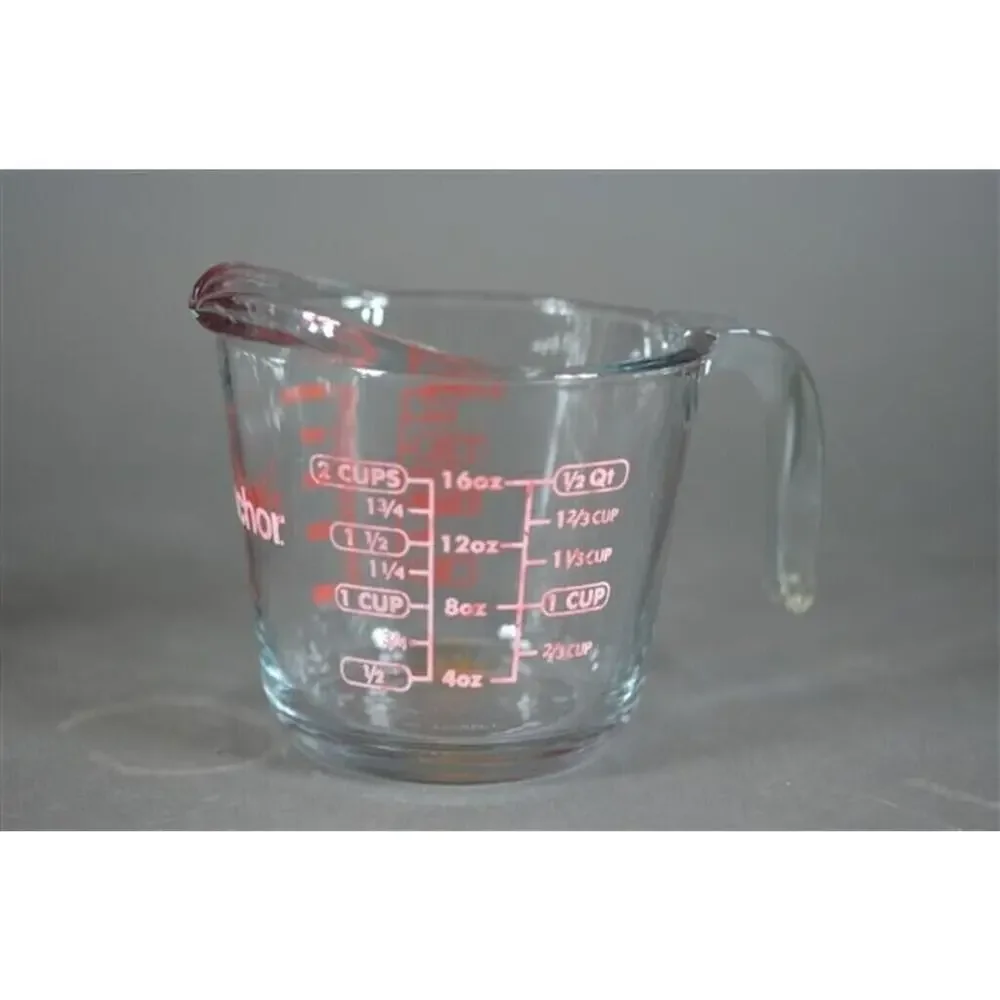 Vtg Anchor Hocking Measuring Clear Glass 1 & 2‎ CUP Sizes